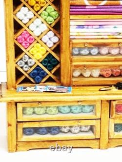 Dolls House Sewing Haberdashery Filled Wood Unit 112 Scale Miniature T4 tumdee