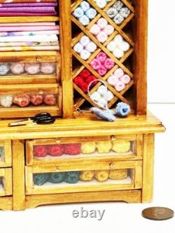 Dolls House Sewing Haberdashery Filled Wood Unit 112 Scale Miniature T4 tumdee