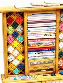 Dolls House Sewing Haberdashery Filled Wood Unit 112 Scale Miniature T5 tumdee