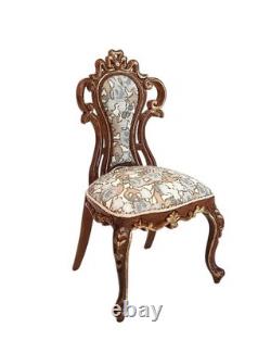 Dolls House Side Chair Victorian Walnut Gold JBM Bedroom & Dining Room Furniture