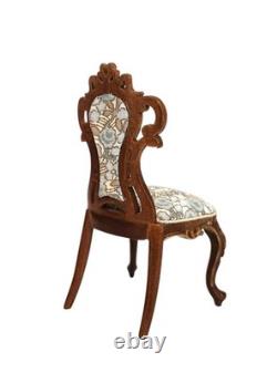 Dolls House Side Chair Victorian Walnut Gold JBM Bedroom & Dining Room Furniture