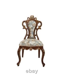 Dolls House Side Chair Victorian Walnut Gold JBM Bedroom & Dining Room Furniture