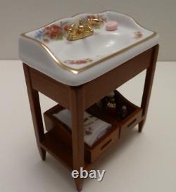 Dolls House Vanity Sink Dresden Rose Miniature 112th Scale Reutter Bathroom