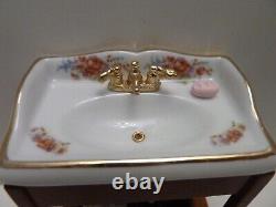 Dolls House Vanity Sink Dresden Rose Miniature 112th Scale Reutter Bathroom