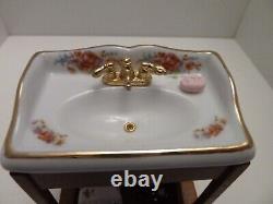 Dolls House Vanity Sink Dresden Rose Miniature 112th Scale Reutter Bathroom