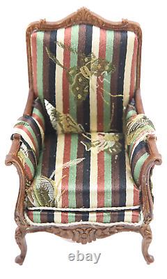 Dolls House Victorian Armchair Walnut JBM Miniature Living Room Furniture