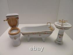 Dolls House Victorian Rose Reutter Porcelain Bathroom Suite Miniature 112 Scale