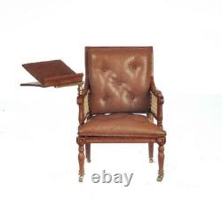 Dolls House Walnut Armchair with Writing Table JBM Miniature Furniture