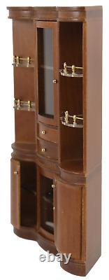 Dolls House Walnut Corner Back Bar Shelf Cabinet Miniature JBM Pub Furniture