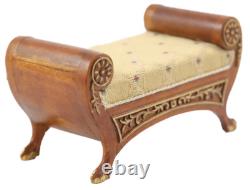 Dolls House Walnut Gold French Sleigh Stool Bench JBM Miniature Furniture