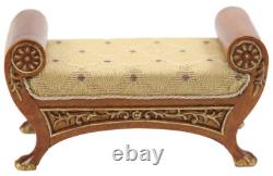 Dolls House Walnut Gold French Sleigh Stool Bench JBM Miniature Furniture