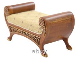 Dolls House Walnut Gold French Sleigh Stool Bench JBM Miniature Furniture