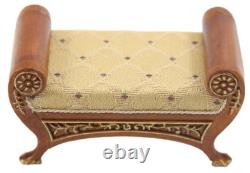 Dolls House Walnut Gold French Sleigh Stool Bench JBM Miniature Furniture
