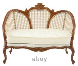 Dolls House Walnut Louis XV Cane Sofa Settee Miniature JBM Living Room Furniture