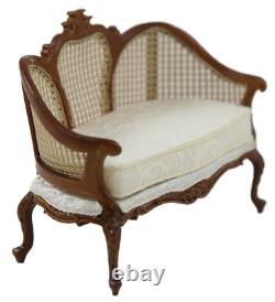 Dolls House Walnut Louis XV Cane Sofa Settee Miniature JBM Living Room Furniture