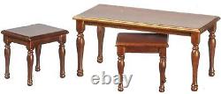 Dolls House Walnut Nest of 3 Tables JBM Miniature Living Room Furniture 112