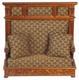 Dolls House Walnut Tudor Bench With Pillows Jbm Miniature Hall Furniture 112