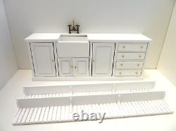 Dolls House White Belfast Sink Unit & Wall Shelf Miniature JBM Kitchen Furniture