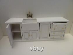 Dolls House White Belfast Sink Unit & Wall Shelf Miniature JBM Kitchen Furniture