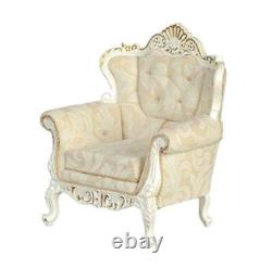 Dolls House White Victorian Armchair JBM Miniature Rococo Living Room Furniture