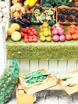 Dolls House Wooden Market Fruit and Veg Display Miniature 112 Scale Tumdee