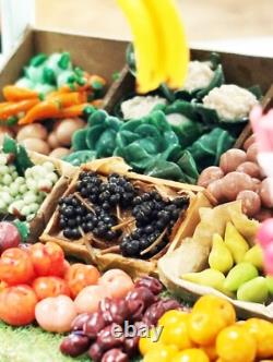 Dolls House Wooden Market Fruit and Veg Display Miniature 112 Scale Tumdee