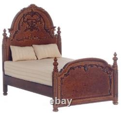 Dolls House York Bed Walnut Victorian Bedroom Furniture Platinum Miniature 112