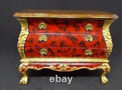 Dolls House miniature Artisan Signed LC 1979 Handpainted faux marble Bombe Chest
