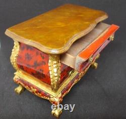 Dolls House miniature Artisan Signed LC 1979 Handpainted faux marble Bombe Chest