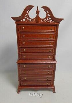 Dolls House miniature BESPAQ JACKSON HIGHBOY CHEST OF DRAWERS IN WALNUT (B)