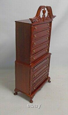 Dolls House miniature BESPAQ JACKSON HIGHBOY CHEST OF DRAWERS IN WALNUT (B)