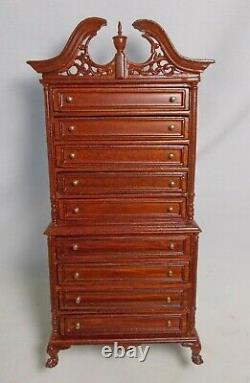 Dolls House miniature BESPAQ JACKSON HIGHBOY CHEST OF DRAWERS IN WALNUT (B)