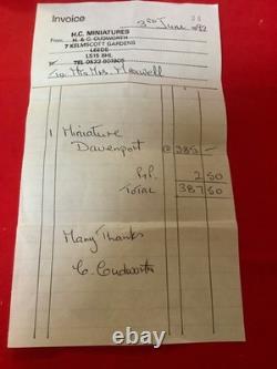 Dolls house Hand-made 112 Miniature Davenport Desk by Harold Cudworth 1992