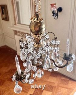 Dolls house Miniature 112 ARTISAN vintage three-arm chandelier