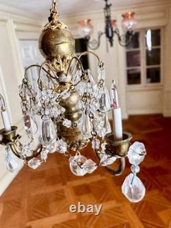Dolls house Miniature 112 ARTISAN vintage three-arm chandelier