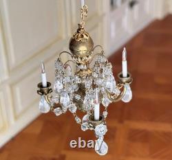 Dolls house Miniature 112 ARTISAN vintage three-arm chandelier