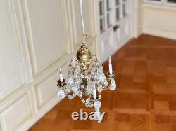 Dolls house Miniature 112 ARTISAN vintage three-arm chandelier