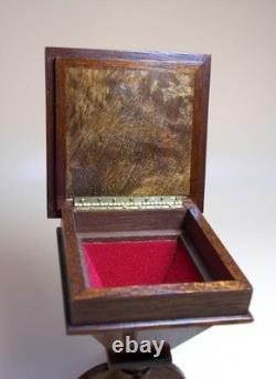 Dolls house Miniature ARTISAN HANDMADE INLAID WALNUT SEWING TABLE UNSIGNED