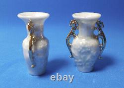 Dolls house Miniature ARTISAN VINCE STAPLETON PAIR DRAGON VASES WITH REAL GOLD