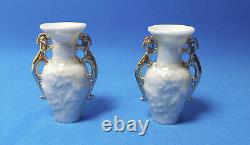 Dolls house Miniature ARTISAN VINCE STAPLETON PAIR DRAGON VASES WITH REAL GOLD