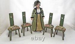 Dolls house Miniature Dark Green Chair Set Artisan Signed Michael Mortimer