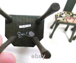 Dolls house Miniature Dark Green Chair Set Artisan Signed Michael Mortimer