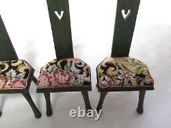 Dolls house Miniature Dark Green Chair Set Artisan Signed Michael Mortimer