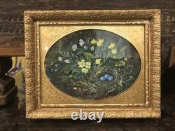 Dolls house Miniature OIL PAINTING of STILL LIFE BIRDS NEST BY DAVID EVANS