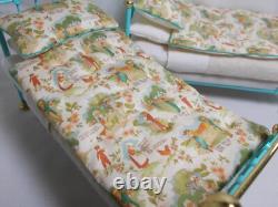 Dolls house Miniature PAIR TWIN SINGLE BEDS PAINTED BRASS