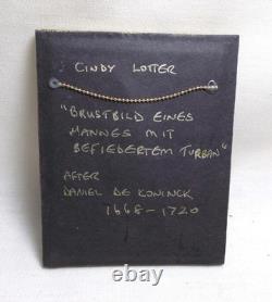 Dolls house Miniature REAL PAINTING of MAN WITH TURBAN BY CINDY LOTTER