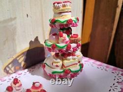 Dolls house cake 3x miniature Strawberry cake stands filled with cakes 1/12 OOAK