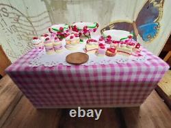 Dolls house cake 3x miniature Strawberry cake stands filled with cakes 1/12 OOAK