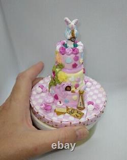 Dolls house food miniature Alice in Wonderland three tier wedding cake 1/6 OOAK