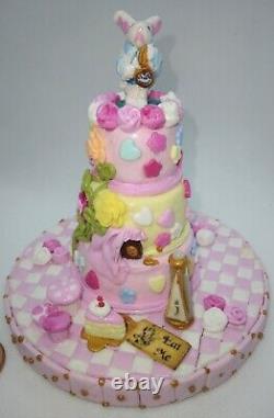 Dolls house food miniature Alice in Wonderland three tier wedding cake 1/6 OOAK